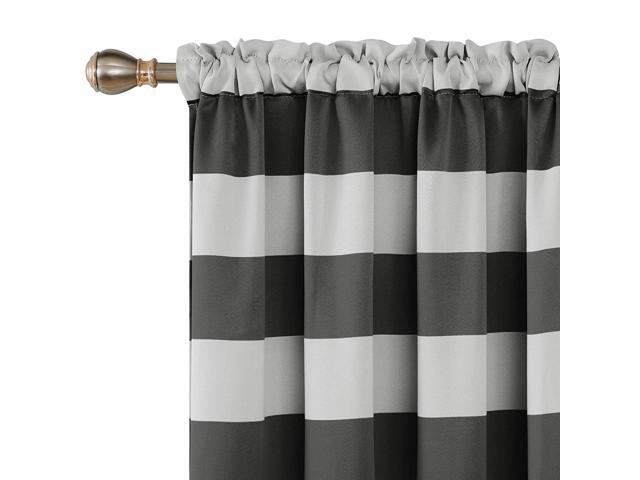 Deconovo Gray Striped Blackout Window Curtains Thermal Insulated