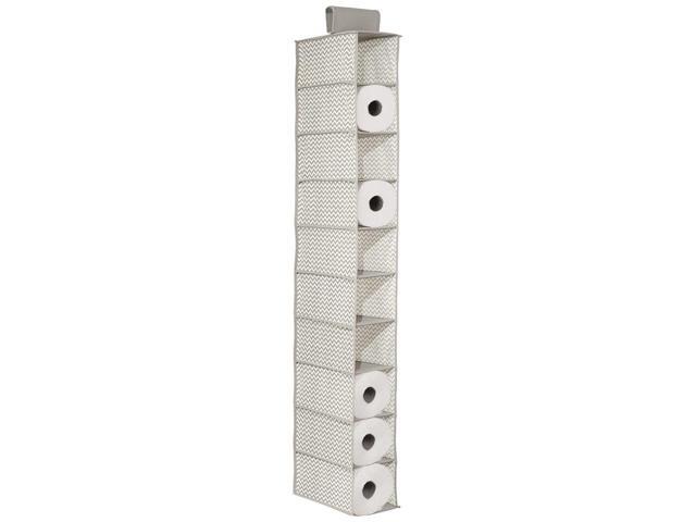 Mdesign Soft Fabric Over Closet Rod Hanging Paper Towel Storage Organizer With 10 Deep Shelves For Convenient Organization In Kitchen Bathroom