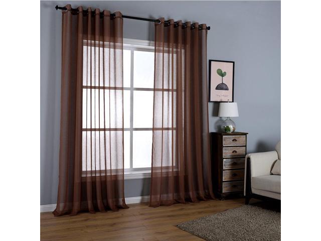 Dreaming Casa Solid Sheer Curtains Draperies Chocolate Grommet