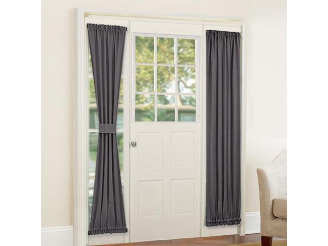 Pony Dance French Door Curtain Grey Blackout Drape Energy Saving Thermal Insulated Window Drapery Front Door Panel Including Bonus Adjustable