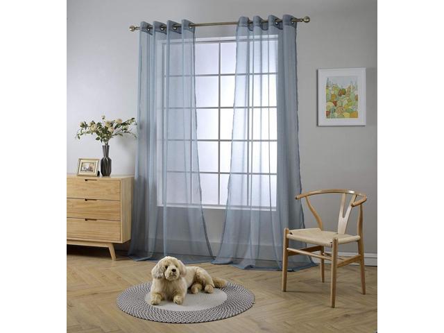 Miuco 2 Panels Grommet Textured Solid Sheer Curtains 63 Inches Miuco 2 Panels Grommet Textured Solid Sheer Curtains 63 Inches Long For Living Room