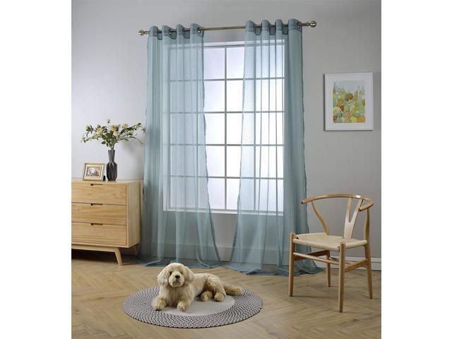 Miuco 2 Panels Grommet Textured Solid Sheer Curtains 95 Inches