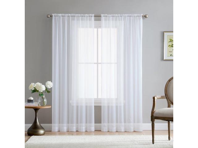 Hlc Me White 54 Inch X 84 Inch Sheer Curtains Window Voile