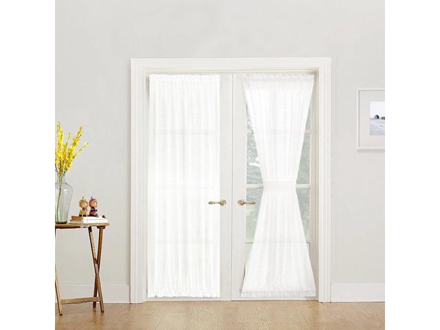 Jinchan White Sheer French Door Panels Privacy 2 Panels Linen