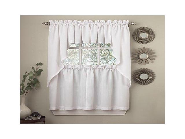 Sweet Home Collection Opaque Rib Cord Kitchen Curtains Swag