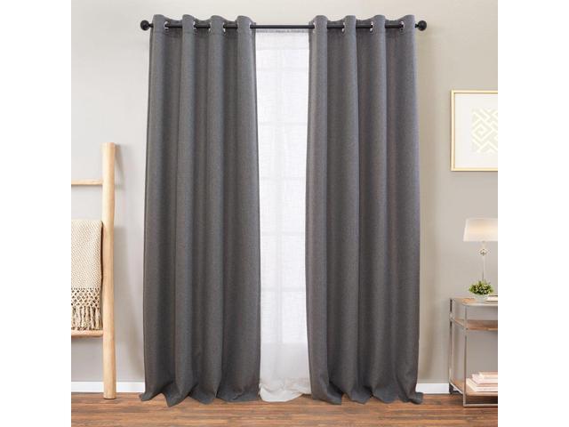Grey Curtauns Linen Textured For Living Room Curtain 63 Inch