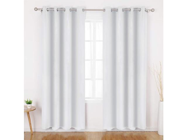 Homeideas Greyish White Blackout Curtains 2 Panels Room Darkening Window Curtains Drapes Thermal Insulated Solid Grommet Window Treatment Panels