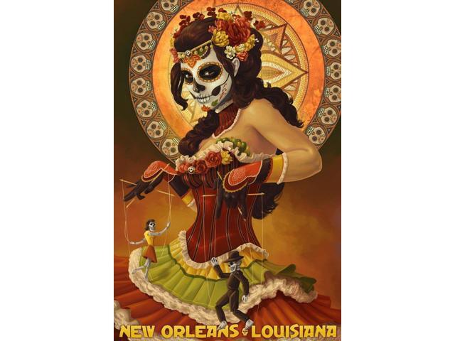 New Orleans Louisiana Dia De Los Muertos Marionettes Day Of The Dead 9x12 Art Print Wall Decor Travel Poster Newegg Com