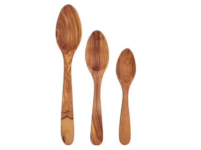 Cooking Spoon w// Curved Handle ScanWood Olivewood Wooden Kitchen Set of 3