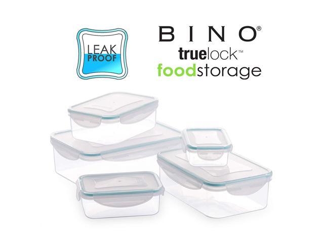 Bino Truelock 10 Piece Rectangular Leak Proof Plastic Snap Lock Food Storage Container Set With Lids Aqua Blue Newegg Com