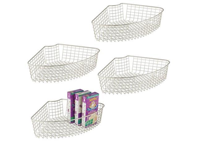 Mdesign Farmhouse Metal Kitchen Cabinet Lazy Susan Storage Organizer Basket With Front Handle Medium Pie Shaped 1 4 Wedge 2 Deep Container Mdesign Farmhouse Metal Kitchen Cabinet Lazy Susan Storage Organizer Basket With Front Handle Medium Pie Shaped 1 4 Wedge 2 Deep Container