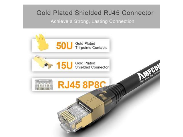 25Gbps Router 6.5ft//2m Xbox TV AMPCOM S//FTP CAT8 Ethernet Cable High Speed Patch Cable 10Gbps 40Gbps with Gold Plated RJ45 Connector for Gaming,/ Playstation Switch