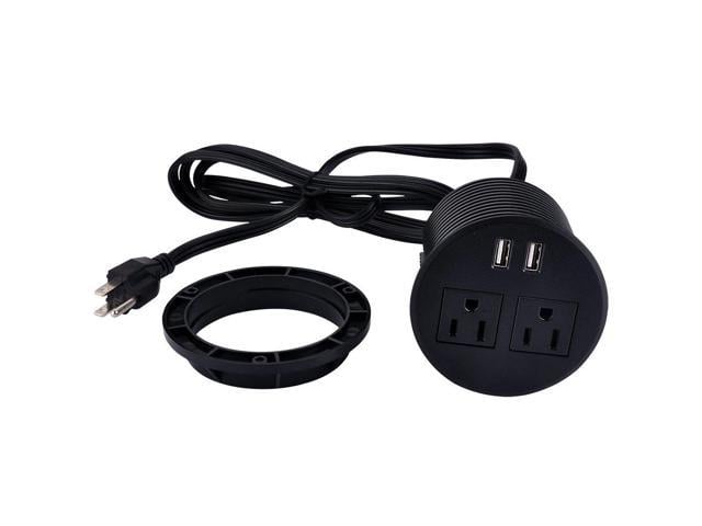 Desktop Power Grommet Hub 2 Power Socket Dual Usb Ports For