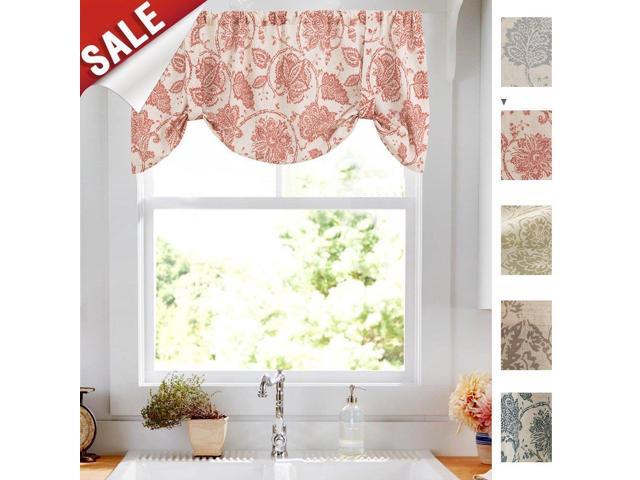 Tie Up Valances For Windows Linen Textured Adjustable Tie Up Shade