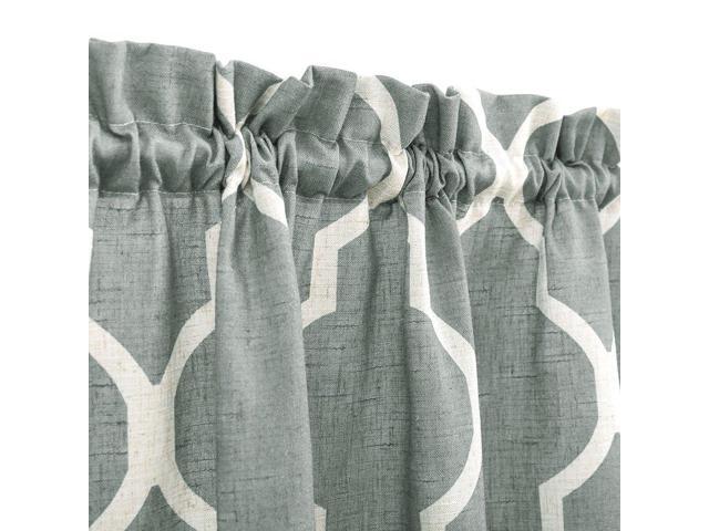 Linen Tier Panels Curtains For Kitchen Moroccan Tile Printed Cafe