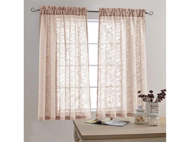 Sheer Curtains Linen Look Voile Curtains For Living Room 63 Inches
