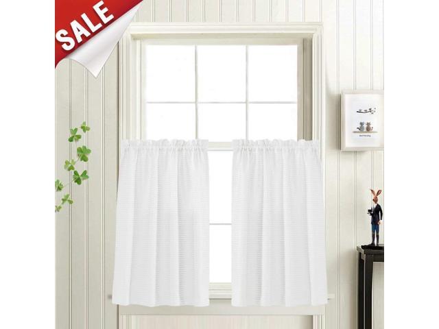 Waffle Woven Textured Short Curtains For Bathroom Water Repellent