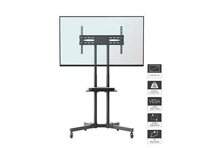 1home Mobile Tv Cart Rolling Stand For 2355 Inch Lcd Led Plasma Display Trolley Floor With Locking Wheels Newegg Com