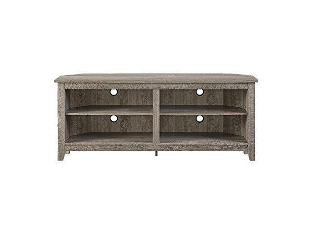 We Furniture 58 Wood Corner Tv Stand Console Black Newegg Com
