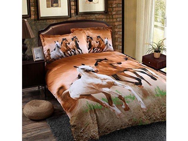 Babycare Pro Galloping Horse Reactive Print Polyester 3d Duvet Cover Bedding Sets Twin Size 4 Pieces Comforter Not Includedtwin Newegg Com