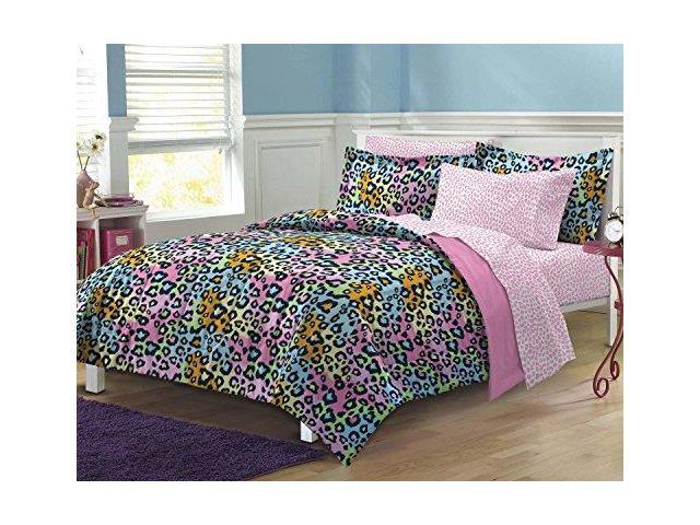 My Room Neon Leopard Ultra Soft Microfiber Girls Comforter Set