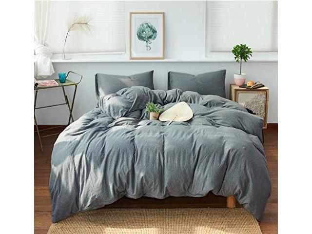 Fossa Jersey Knit 2 Pieces Duvet Cover Set Queen Tshirt Heathered