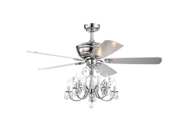 Warehouse Of Tiffany Cfl 8390remo Ch 52 In Camilla 5 Light Lighted Ceiling Fan With Branched Chandelier Chrome