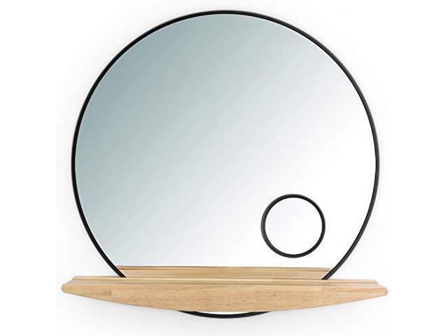 Sriwatana Wall Mirror With Shelf Decorative Round 3 Times Magnifier Vanity For Bathroom Living Room Bedroom 236inch Diameter