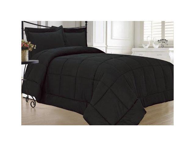 Kinglinen Black Down Alternative Comforter Set Twin Newegg Com