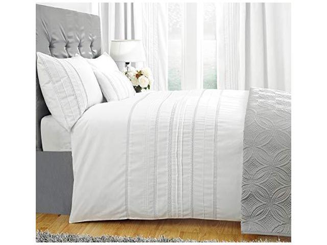 Zigguo 100 Cotton Embellished Stripes White Duvet Cover Twin For