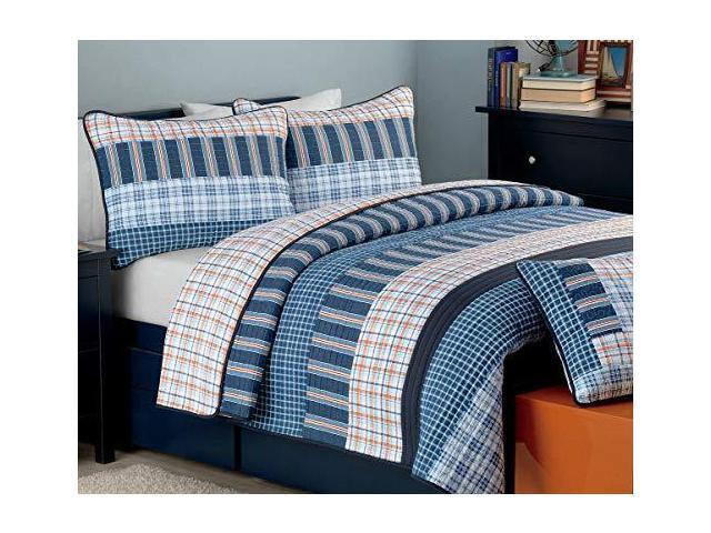 Cozy Line Home Fashions Axel Bedding Quilt Set Nautical Navy Blue