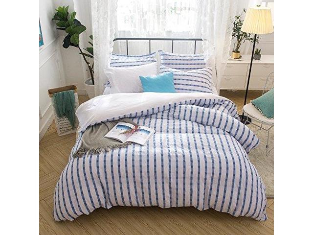 Merryfeel Seersucker Duvet Cover Set100 Cotton Yarn Dyed Striped