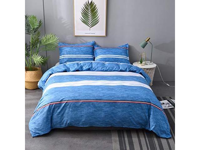 Mampmeagle Lightweight Microfiber Duvet Cover Bluestripe Print