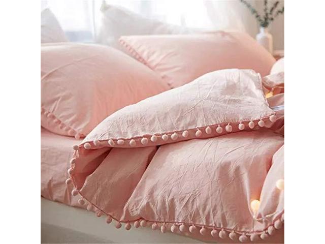 Iasteria 3 Pieces Duvet Cover Set Bedding Ball Fringe Pattern