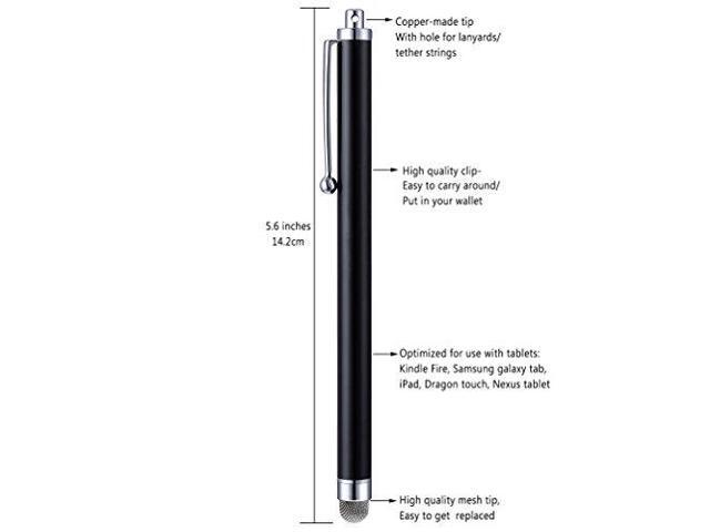 4 Extra Replaceable Hybrid Fiber Tips White, Black, Silver, Blue 4 Pcs 5.0 Inches Hybrid Mesh Fiber Tip Stylus Pens for Touch Screen CCIVV Stylus Kindle Fire iPhone Compatible with iPad