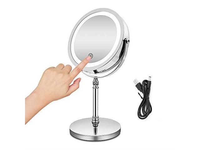 Rechargeable Makeup Mirror With Dimmable Lights 10x Magnifying Lighted Newegg Com