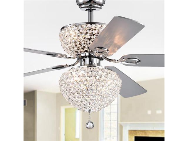 Warehouse Of Tiffany Cfl 8176remo Chd Swarana Dual Lighted Ceiling Fan With Crystal Shades Chrome