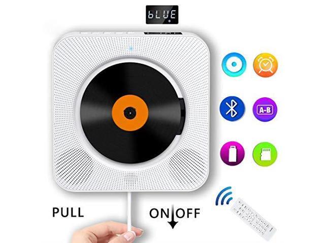 Portable Cd Player With Bluetooth Wall Mountable Compact Disc Home Audio Boombox Builtin Hifi Speakersled Displayfm Radioremote Controlaux