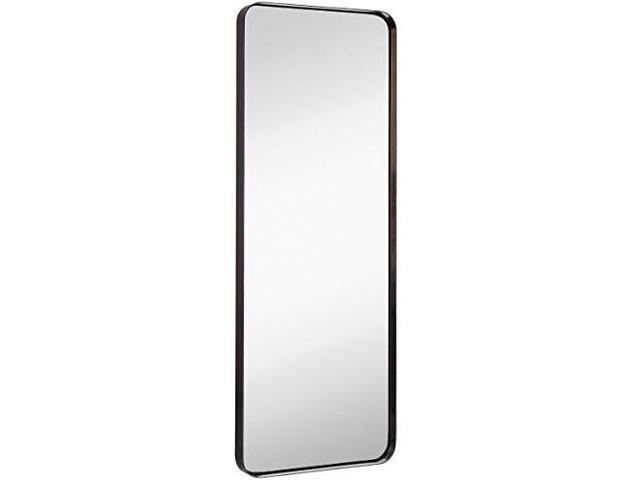 Hamilton Hills Contemporary Brushed Metal Tall Black Wall Mirror Glass Panel Framed Rectangle Deep Set Design 18 X 48 Newegg Com