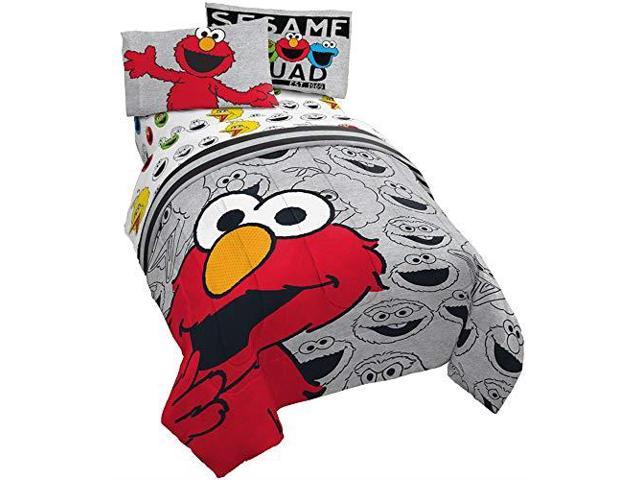 Jay Franco Sesame Street Hip Elmo 4 Piece Twin Bed Set Includes Reversible Comforter Amp Sheet Set Super Soft Fade Resistant Polyester Official