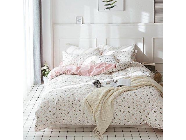 High Girls Duvet Cover Twin Fl Bedding Sets White Pink Premium Cotton Teens Flower Kids Reversible Comforter Soft