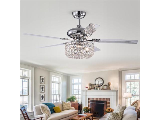 Warehouse Of Tiffany Cfl 8110remo Cha 49 In Pocra Lighted Ceiling Fan With Crystal Basket Shade Chrome