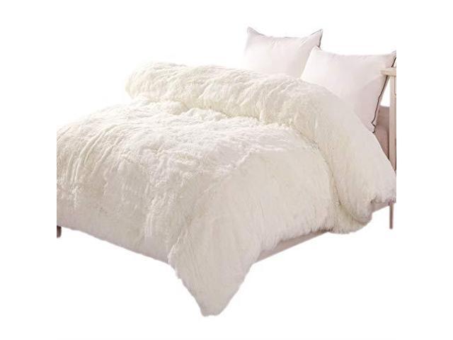 Liferevo Luxury Shaggy Plush Duvet Cover 1 Pc Crystal Velvet