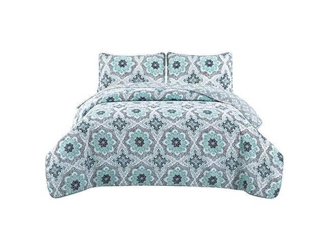 Hollyhome 3 Piece Printed Quilt Coverlet Set Fullqueen Size 86x86