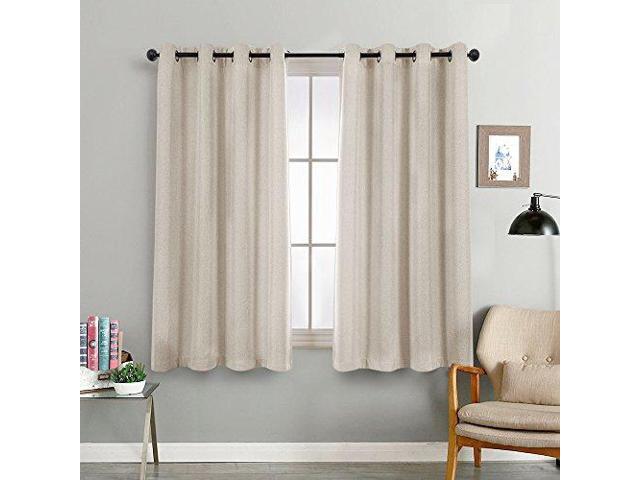 Beige Tier Curtains Bedroom Room Darkening Linen Textured Window Curtain Panels Living 45 Inches Long Treatment Set Grommet Top 2 Beige Tier Curtains Bedroom Room Darkening Linen Textured Window Curtain Panels Living 45 Inches Long Treatment Set Grommet Top 2