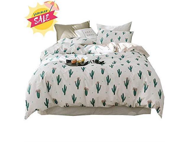 Amwan Fresh Birds Leaves Bedding Set Twin Kids Girls Cotton Duvet Cover Soft Reversible Pink Collection For Teens Children Zipper Closure