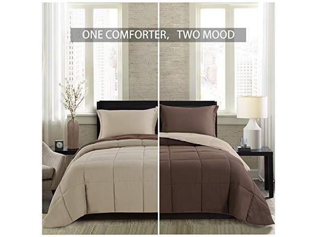 Homelike Moment Lightweight Comforter Set Twin Brown Beige All