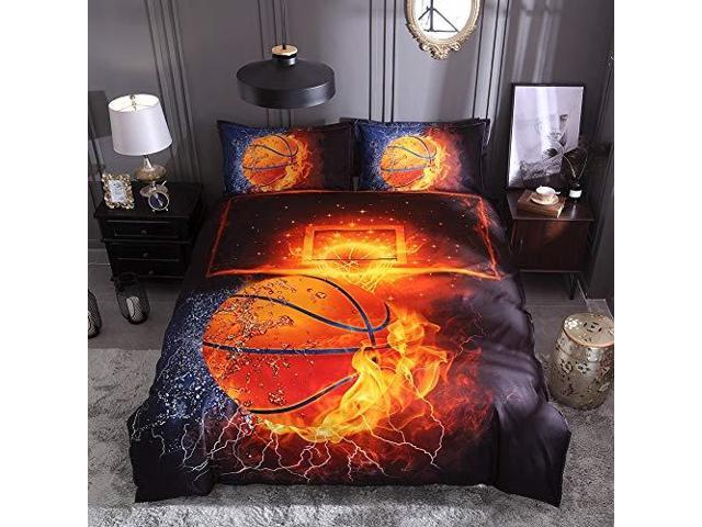 Htgroce 3d Sports Basketball Bedding Set For Teen Boysduvet Cover Sets With Pillowcasesc King Size90x1023pcs1 Duvet 2 Pillow Shamsno Comforter