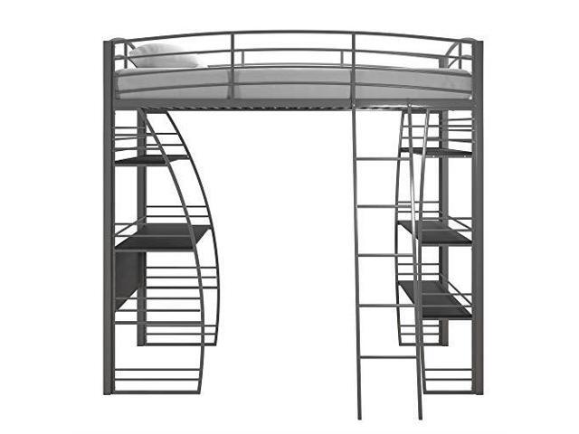Dhp Studio Loft Bunk Bed Over Desk And Bookcase With Metal Frame Black Twin Newegg Com