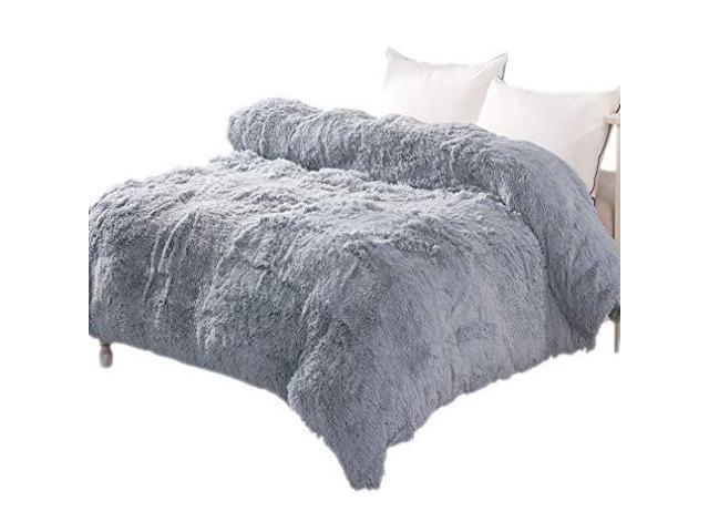 Liferevo Luxury Shaggy Plush Duvet Cover 1 Pc Crystal Velvet